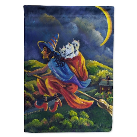 Carolines Treasures 28 x 0.01 x 40 in. Westie Halloween Witch Canvas House Flag PPP3139CHF
